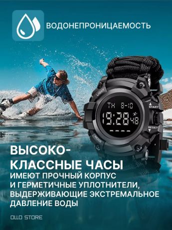 New 2026! Тактические походные часы с браслетом из паракорда с компасом и термометром.