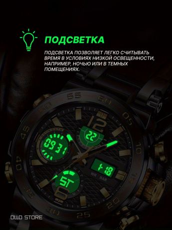 Кварцевые. Брутальные, большие мужские наручные часы с подсветкой.