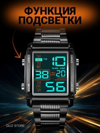 Стильные, стальные, электронные наручные часы.